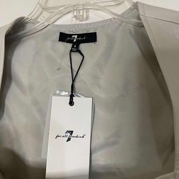 NEW! 7 for all mankind patent faux leather cropped ash gray bustier top Small - Picture 2 of 5